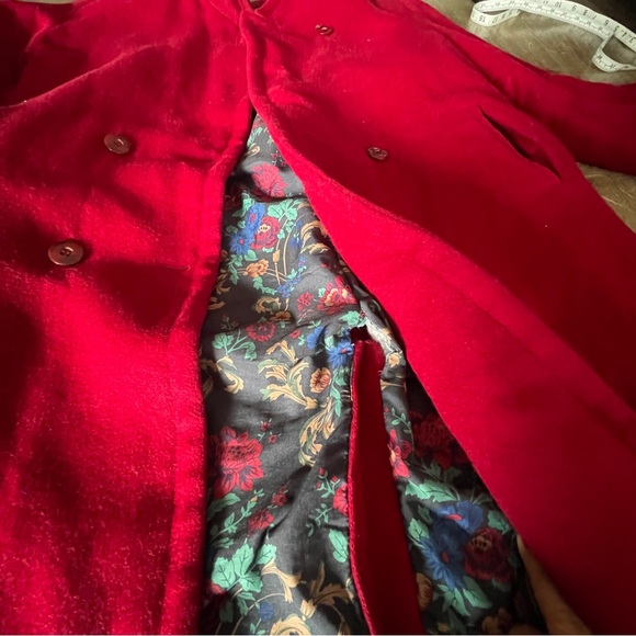Vintage London Fog Red 100% Wool Lined Trench Coat Size 12-M - Picture 8 of 16